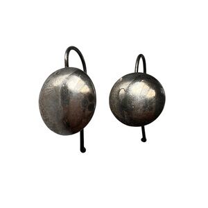 Sterling Silver Earrings ball drop Mexico 925  Shaped heavy southwest vintage